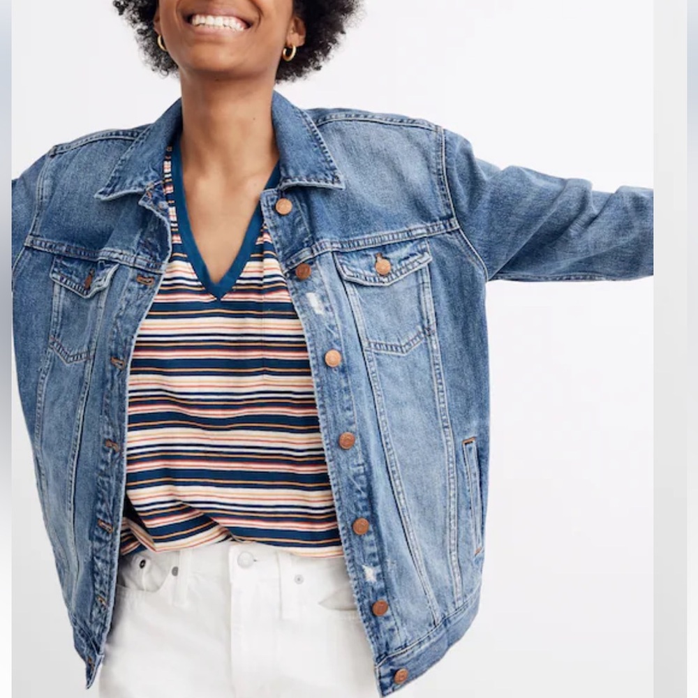 Madewell The Oversized Jean Jacket‎ in Wortham Wash Size Denim XXS
